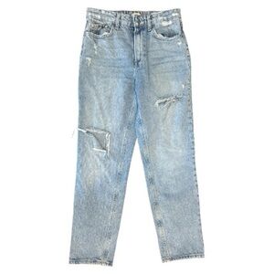 River Island High Rise Straight Led Distressed Jeans in Size 4